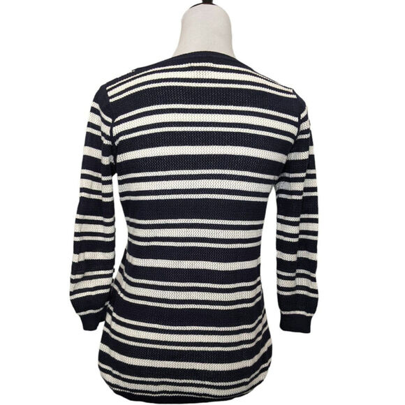 Eddie Bauer Lightweight Spring Summer Nautical Beachy Knit Mesh Sweater Small - Picture 4 of 8